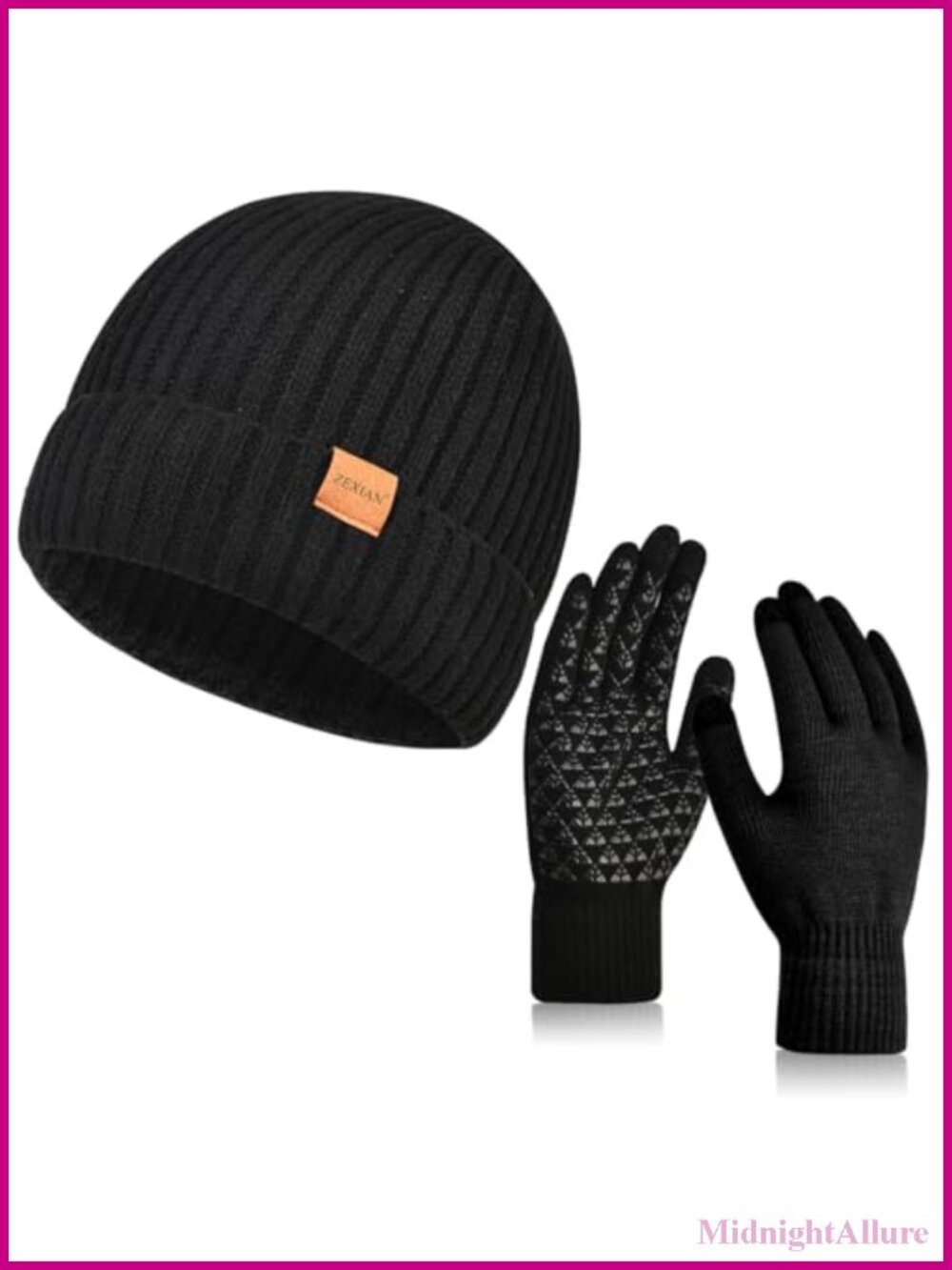Unisex Winter Skull Beanie Hat Touchscreen Gloves Set Knit Fleece Lined Warm